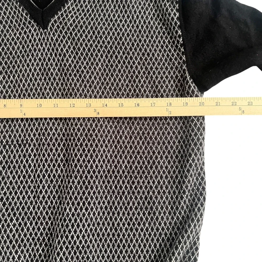 Vtg‎ Tuttle V Neck Sweater Mens M/L Black Gray Italian Preppy Luxury Classic